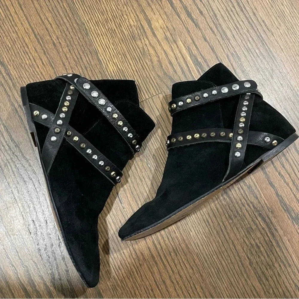ISABEL MARANT ETOILE Hey Jude Bootie Suede Leather Studded Ankle Straps Goth - Picture 4 of 13